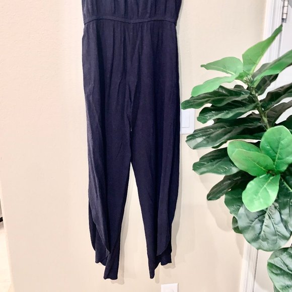 Supply & Demand navy split leg strapless jumpsuit - Picture 2 of 2
